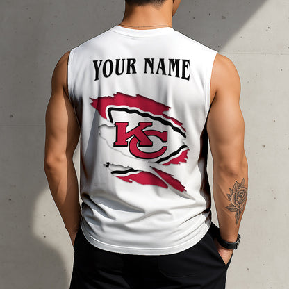 LIMITED EDITION - NEW CUSTOMIZED NFL01 KCC KANSAS CITY CHIEFS TANKTOP & GYM SHIRT