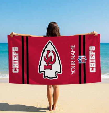 LIMITED EDITION - NEW CUSTOMIZED NFL01 KCC KANSAS CITY CHIEFS BEACH & BATH TOWEL (KIDS & ADULTS)