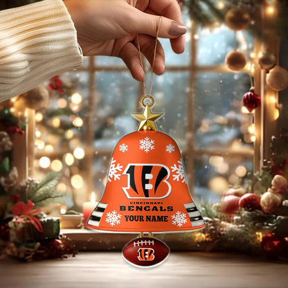 LIMITED EDITION - NEW CUSTOMIZED NFL16 CCB CINCINNATI BENGALS ACRYLIC CHRISTMAS BELL ORNAMENT