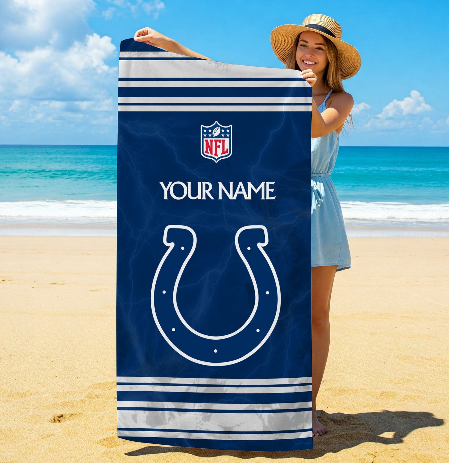 LIMITED EDITION - NEW CUSTOMIZED NFL17 IDC INDIANAPOLIS COLTS BEACH & BATH TOWEL (KIDS & ADULTS)