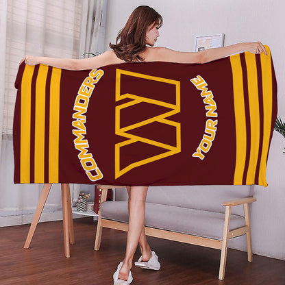 LIMITED EDITION - NEW CUSTOMIZED NFL12 WTC WASHINGTON COMMANDERS BEACH & BATH TOWEL