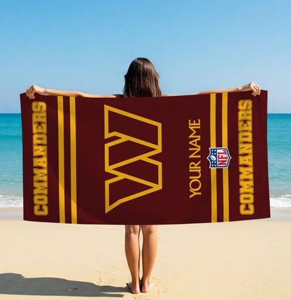LIMITED EDITION - NEW CUSTOMIZED NFL12 WTC WASHINGTON COMMANDERS BEACH & BATH TOWEL (KIDS & ADULTS)