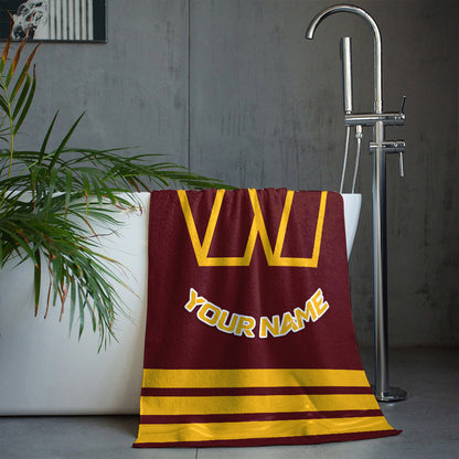 LIMITED EDITION - NEW CUSTOMIZED NFL12 WTC WASHINGTON COMMANDERS BEACH & BATH TOWEL