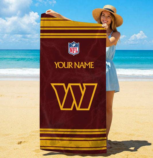 LIMITED EDITION - NEW CUSTOMIZED NFL12 WTC WASHINGTON COMMANDERS BEACH & BATH TOWEL (KIDS & ADULTS)