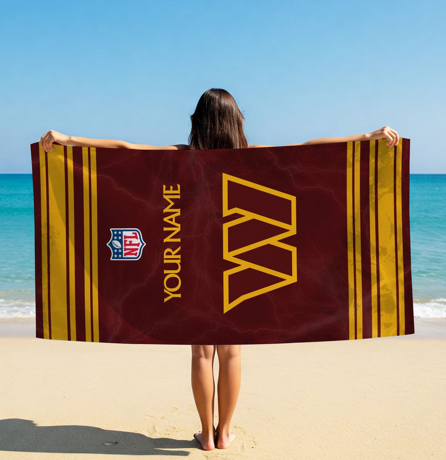 LIMITED EDITION - NEW CUSTOMIZED NFL12 WTC WASHINGTON COMMANDERS BEACH & BATH TOWEL (KIDS & ADULTS)