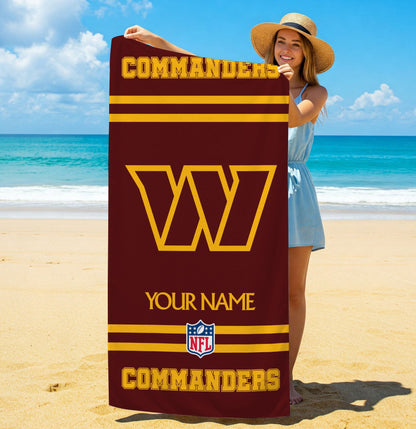 LIMITED EDITION - NEW CUSTOMIZED NFL12 WTC WASHINGTON COMMANDERS BEACH & BATH TOWEL (KIDS & ADULTS)