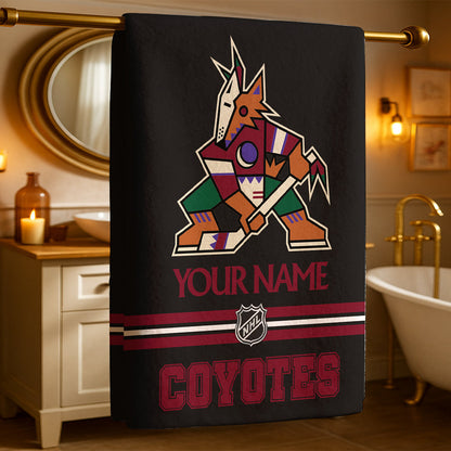 LIMITED EDITION - NEW CUSTOMIZED NHL30 AZC ARIZONA COYOTES BEACH & BATH TOWEL