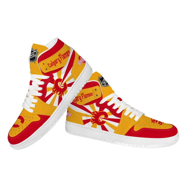 LIMITED EDITION - NEW CUSTOMIZED NHL17 CG FLAMES AIR JORDAN SNEAKERS