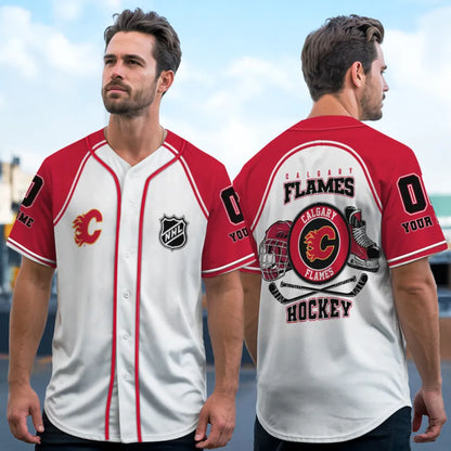 LIMITED EDITION - NEW CUSTOMIZED NHL17 CG FLAMES BASEBALL JERSEY