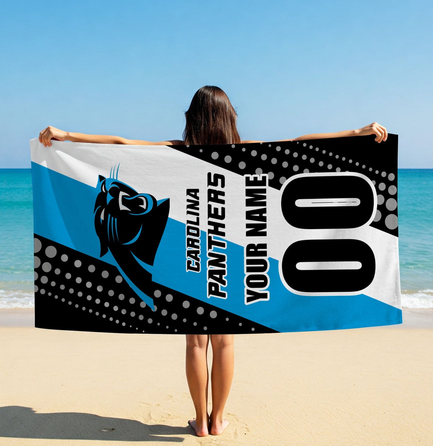 LIMITED EDITION - NEW CUSTOMIZED NFL23 CLP CAROLINA PANTHERS BEACH & BATH TOWEL