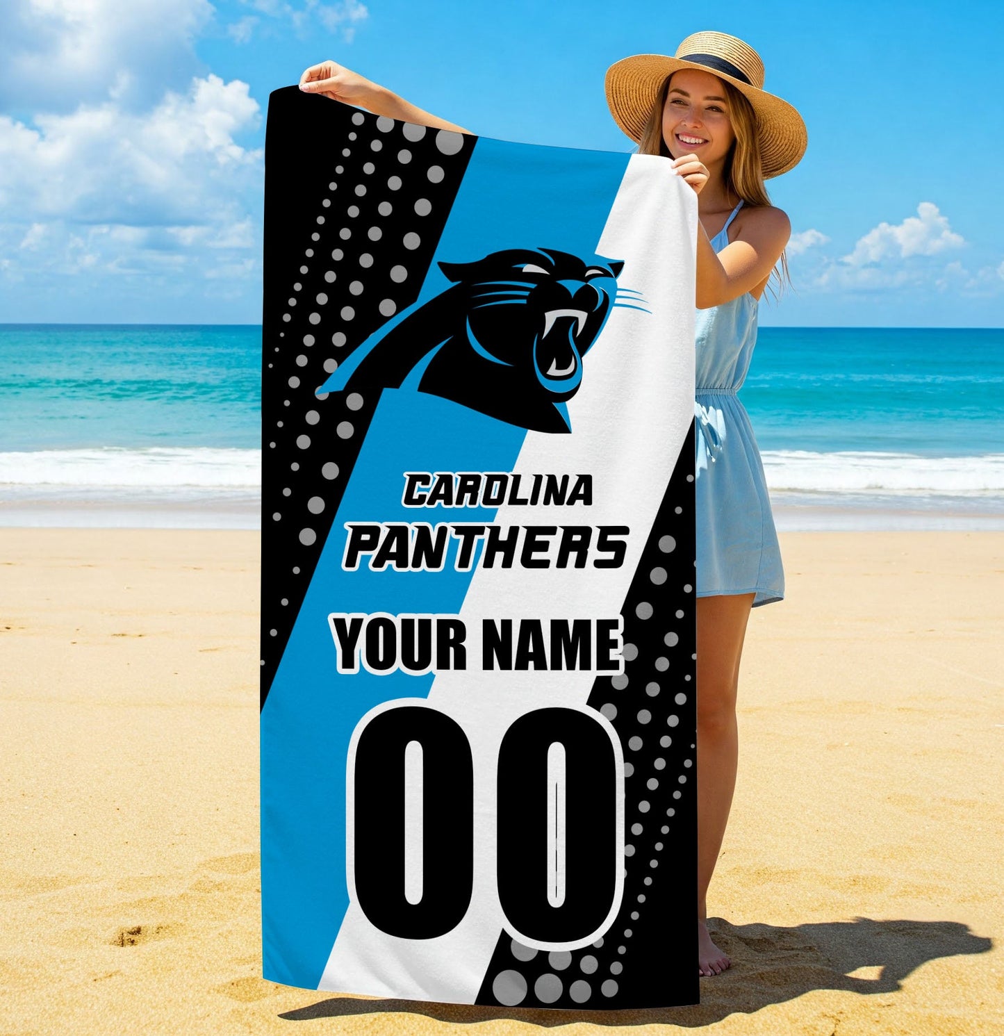 LIMITED EDITION - NEW CUSTOMIZED NFL23 CLP CAROLINA PANTHERS BEACH & BATH TOWEL