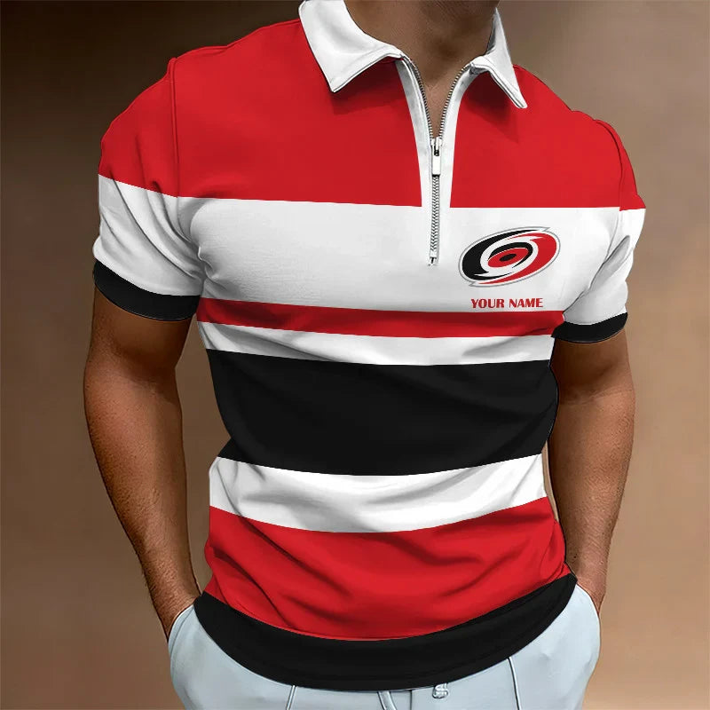 LIMITED EDITION - NEW CUSTOMIZED NHL07 CR HURRICANES ZIP POLO SHIRT