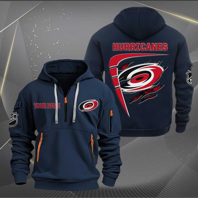 LIMITED EDITION - NEW CUSTOMIZED NHL07 CLH CAROLINA HURRICANES QUARTER ZIP HOODIE