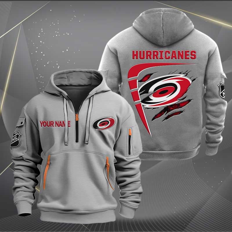 LIMITED EDITION - NEW CUSTOMIZED NHL07 CLH CAROLINA HURRICANES QUARTER ZIP HOODIE