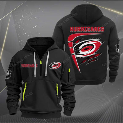 LIMITED EDITION - NEW CUSTOMIZED NHL07 CLH CAROLINA HURRICANES QUARTER ZIP HOODIE