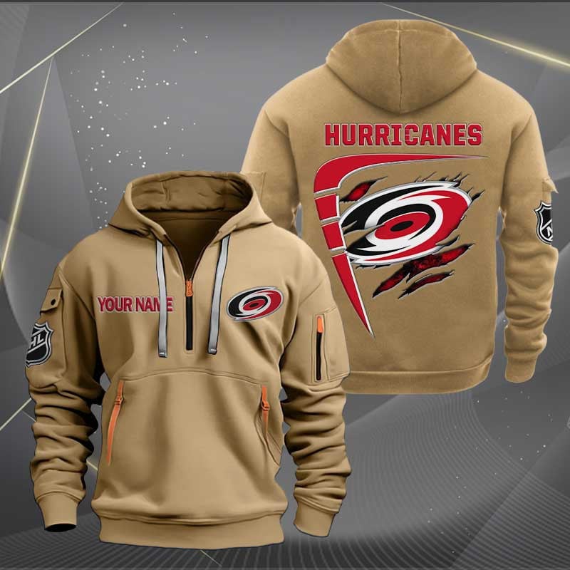 LIMITED EDITION - NEW CUSTOMIZED NHL07 CLH CAROLINA HURRICANES QUARTER ZIP HOODIE
