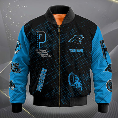 LIMITED EDITION - NEW CUSTOMIZED NFL23 CLP CAROLINA PANTHERS SATIN VARSITY JACKET & LONG PANTS