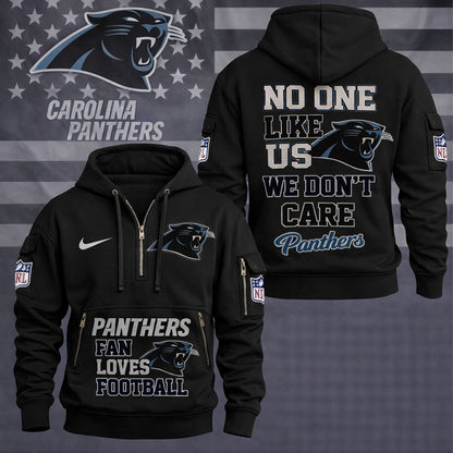 LIMITED EDITION - NEW CUSTOMIZED NFL23 CLP CAROLINA PANTHERS QUARTER ZIP HOODIE