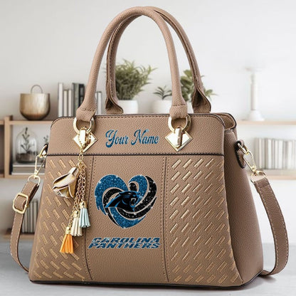 LIMITED EDITION - NEW CUSTOMIZED NFL23 CLP CAROLINA PANTHERS ZIP HANDBAG MULTICOLOR