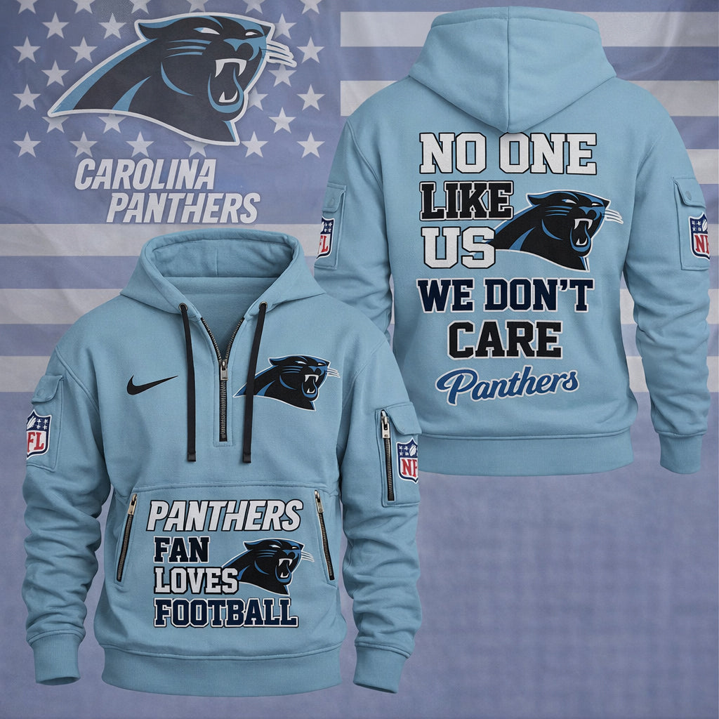 LIMITED EDITION - NEW CUSTOMIZED NFL23 CLP CAROLINA PANTHERS QUARTER ZIP HOODIE