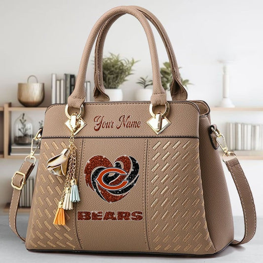 LIMITED EDITION - NEW CUSTOMIZED NFL26 CCB CHICAGO BEARS ZIP HANDBAG MULTICOLOR