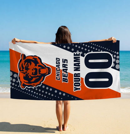 LIMITED EDITION - NEW CUSTOMIZED NFL26 CCB CHICAGO BEARS BEACH & BATH TOWEL