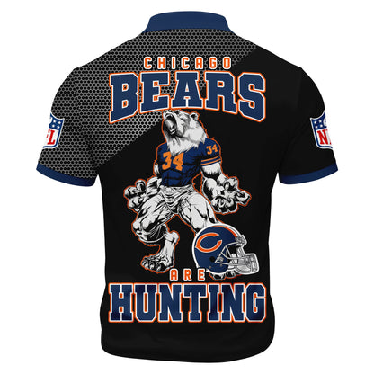 LIMITED EDITION - NEW CUSTOMIZED NFL26 CCB CHICAGO BEARS HARLEY-DAVIDSON POLO WITH ZIPPER SHIRT