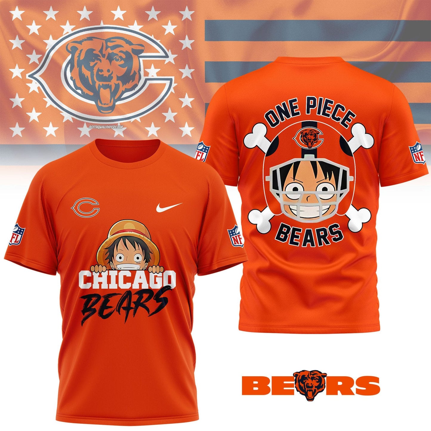 LIMITED EDITION - NEW CUSTOMIZED NFL26 CCB CHICAGO BEARS ONE PIECE FAN 3D SHIRT