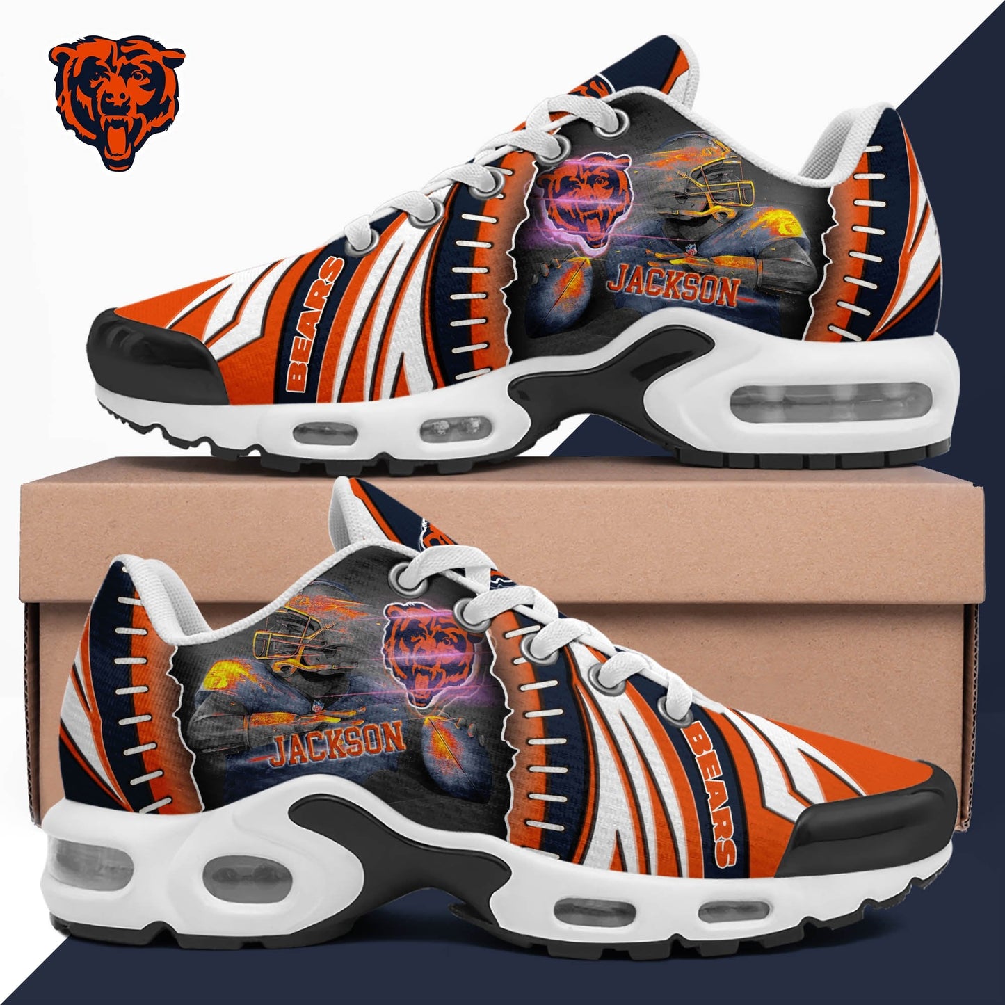 LIMITED EDITION - NEW CUSTOMIZED NFL26 CCB CHICAGO BEARS UNISEX AIR MAX PLUS SNEAKERS