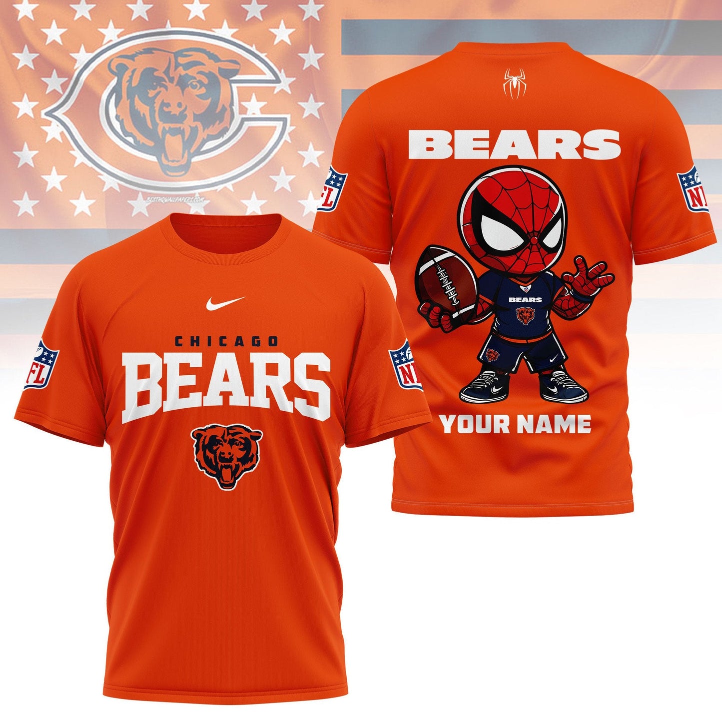 LIMITED EDITION - NEW CUSTOMIZED NFL26 CCB CHICAGO BEARS SPIDER HERO 3D SHIRT