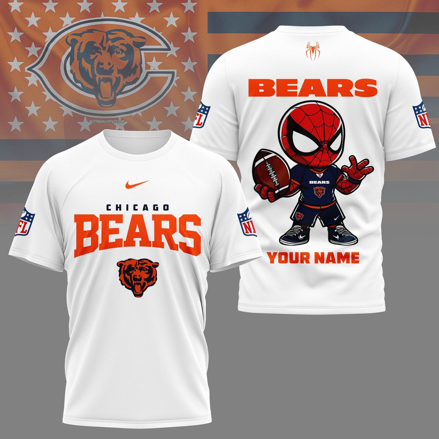 LIMITED EDITION - NEW CUSTOMIZED NFL26 CCB CHICAGO BEARS SPIDER HERO 3D SHIRT