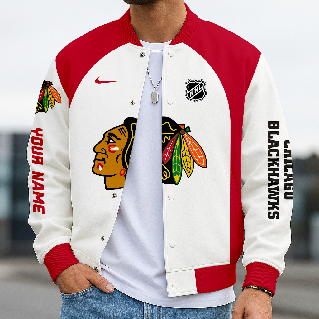 LIMITED EDITION - NEW CUSTOMIZED NHL08 CBH CHICAGO BLACKHAWKS BASEBALL JACKET
