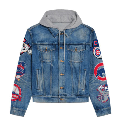 LIMITED EDITION - NEW CUSTOMIZED MLB04 CCS CHICAGO CUBS HOODED DENIM JACKET
