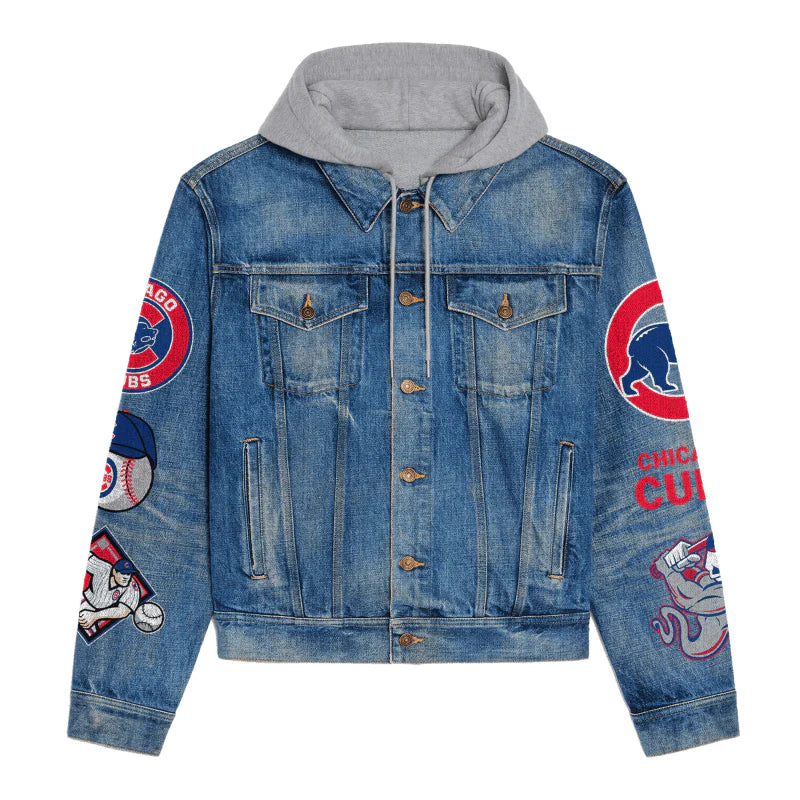 LIMITED EDITION - NEW CUSTOMIZED MLB04 CCS CHICAGO CUBS HOODED DENIM JACKET