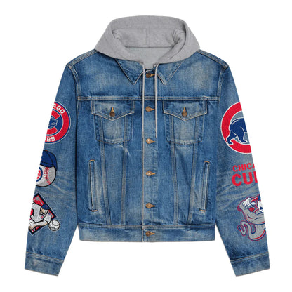 LIMITED EDITION - NEW CUSTOMIZED MLB04 CCS CHICAGO CUBS HOODED DENIM JACKET
