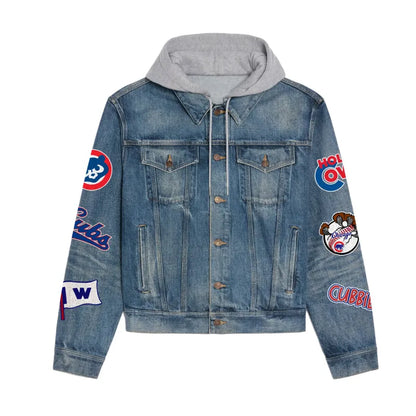 LIMITED EDITION - NEW CUSTOMIZED MLB04 CCS CHICAGO CUBS HOODED DENIM JACKET
