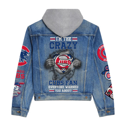 LIMITED EDITION - NEW CUSTOMIZED MLB04 CCS CHICAGO CUBS HOODED DENIM JACKET