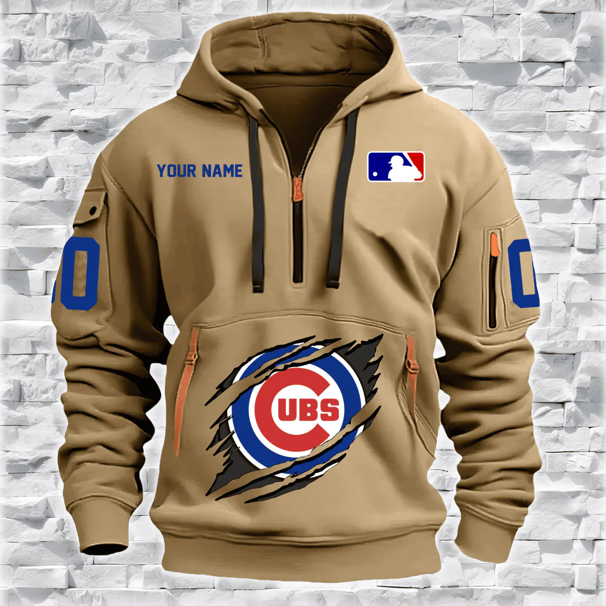 LIMITED EDITION - NEW CUSTOMIZED MLB04 CH CUBS QUARTER ZIP HOODIE
