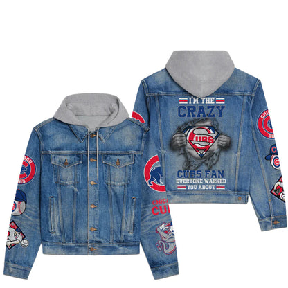 LIMITED EDITION - NEW CUSTOMIZED MLB04 CCS CHICAGO CUBS HOODED DENIM JACKET