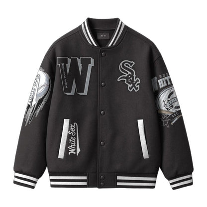 LIMITED EDITION - NEW CUSTOMIZED MLB26 CW SOX SATIN VARSITY & BASEBALL JACKET