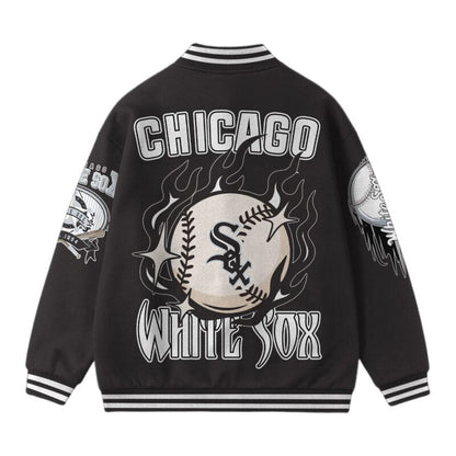 LIMITED EDITION - NEW CUSTOMIZED MLB26 CW SOX SATIN VARSITY & BASEBALL JACKET
