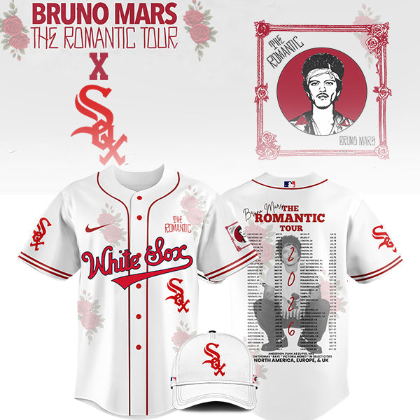 LIMITED EDITION - NEW CUSTOMIZED MLB26 CW SOX x BRUNO MARS BASEBALL JERSEY & CAP