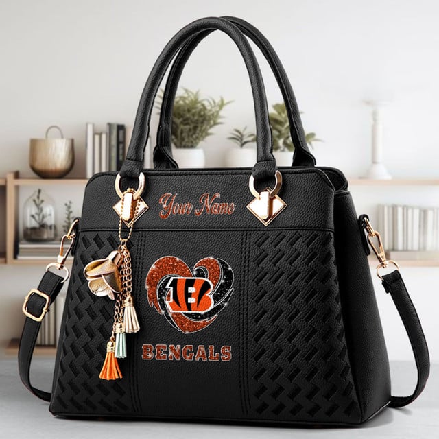 LIMITED EDITION - NEW CUSTOMIZED NFL16 CCB CINCINNATI BENGALS ZIP HANDBAG MULTICOLOR
