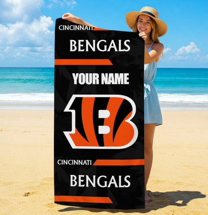 LIMITED EDITION - NEW CUSTOMIZED NFL16 CCB CINCINNATI BENGALS BEACH & BATH TOWEL
