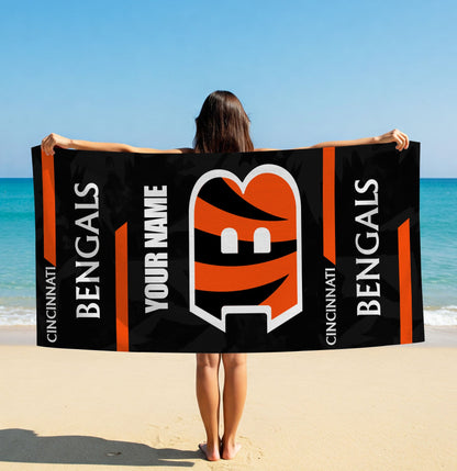 LIMITED EDITION - NEW CUSTOMIZED NFL16 CCB CINCINNATI BENGALS BEACH & BATH TOWEL