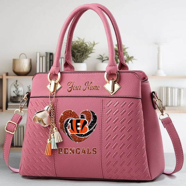 LIMITED EDITION - NEW CUSTOMIZED NFL16 CCB CINCINNATI BENGALS ZIP HANDBAG MULTICOLOR