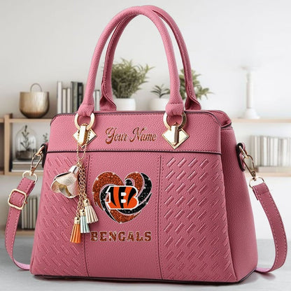 LIMITED EDITION - NEW CUSTOMIZED NFL16 CCB CINCINNATI BENGALS ZIP HANDBAG MULTICOLOR