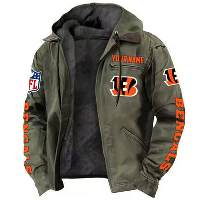 LIMITED EDITION - NEW CUSTOMIZED NFL16 CCB CINCINNATI BENGALS HOODED CARDIGAN JACKET