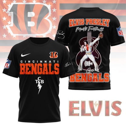LIMITED EDITION - NEW CUSTOMIZED NFL16 CCB CINCINNATI BENGALS X ELVIS PRESLEY FAN 3D SHIRT