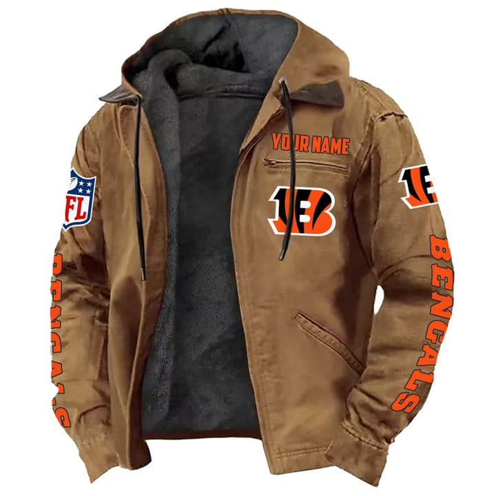 LIMITED EDITION - NEW CUSTOMIZED NFL16 CCB CINCINNATI BENGALS HOODED CARDIGAN JACKET
